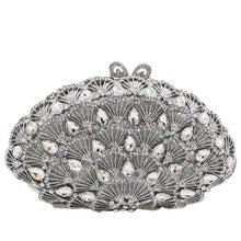 Load image into Gallery viewer, Double Flower Elegant Crystal Women Handbags and Purses Wedding Formal Dinner Bag Diamond Metal Clutch Minaudiere Bag