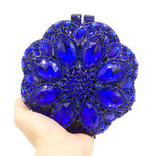 Load image into Gallery viewer, Double Flower Champange Women Crystal Round Clutch Purses Evening Bags Wedding Cocktail Party Minaudiere Handbags