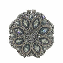 Load image into Gallery viewer, Double Flower Champange Women Crystal Round Clutch Purses Evening Bags Wedding Cocktail Party Minaudiere Handbags