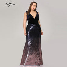 Load image into Gallery viewer, Sexy Velvet Party Dress Plus Size Women V Neck Sleeveless Long Mermaid Sequin Dress New Summer Maxi Bodycon Vestidos De Fiesta