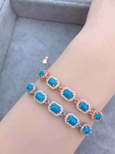 Load image into Gallery viewer, Natural turquoise gem Bracelet Natural gemstone Bracelet 925 silver Female Elegant square bracelet party fine jewelry Gift