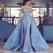 Load image into Gallery viewer, Stunning Prom Gowns With Sleeves 2021 robe de soiree Applique Arabic Evening Gown Dubai Formal Dresses Long Removable Skirt