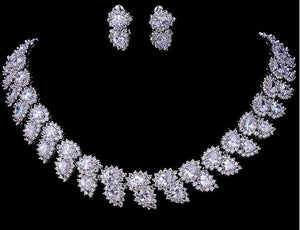 Emmaya Wedding Jewelry Sets Bridal Necklace Set for Women Teardrop White Red Zircon Jewelry Set Silver Color Engagement