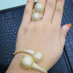 GODKI Luxury Disco Ball African Bangle Ring Set Fashion Jewelry Sets For Women Wedding Engagement brincos para as mulheres 2018