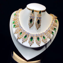 Load image into Gallery viewer, Fashion wedding necklace, party green suit accessories, full cubic zirconia, bridal jewelry set