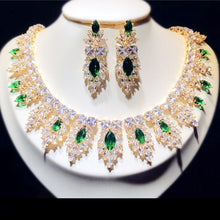 Load image into Gallery viewer, Fashion wedding necklace, party green suit accessories, full cubic zirconia, bridal jewelry set