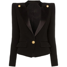 Load image into Gallery viewer, HIGH QUALITY Newest 2020 Designer Blazer Jacket Women&#39;s Single Button Satin Collar Blazer