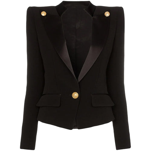 HIGH QUALITY Newest 2020 Designer Blazer Jacket Women's Single Button Satin Collar Blazer