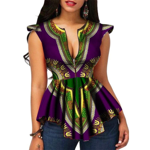 BRW Africa Style Women Modern Fashions Womens Tops Dashiki African Print Tops Shirt Plus Size M-6XL Women Clothing WY2556