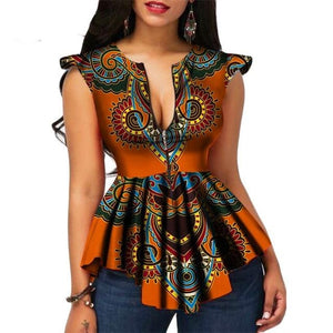 BRW Africa Style Women Modern Fashions Womens Tops Dashiki African Print Tops Shirt Plus Size M-6XL Women Clothing WY2556