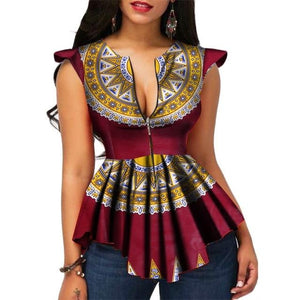 BRW Africa Style Women Modern Fashions Womens Tops Dashiki African Print Tops Shirt Plus Size M-6XL Women Clothing WY2556