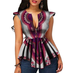 BRW Africa Style Women Modern Fashions Womens Tops Dashiki African Print Tops Shirt Plus Size M-6XL Women Clothing WY2556