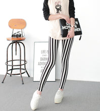 Load image into Gallery viewer, Black and White Vertical Striped Printed Women Leggings Fashion Casual Elasticity Ankle-Length Pant Female Fitnes Legging