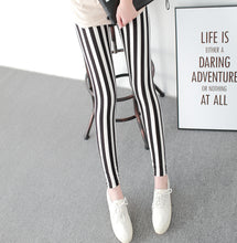 Load image into Gallery viewer, Black and White Vertical Striped Printed Women Leggings Fashion Casual Elasticity Ankle-Length Pant Female Fitnes Legging