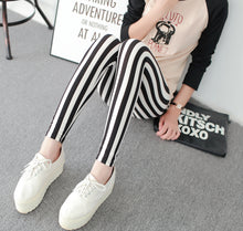 Load image into Gallery viewer, Black and White Vertical Striped Printed Women Leggings Fashion Casual Elasticity Ankle-Length Pant Female Fitnes Legging