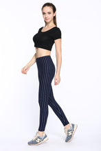 Load image into Gallery viewer, Black and White Vertical Striped Printed Women Leggings Fashion Casual Elasticity Ankle-Length Pant Female Fitnes Legging