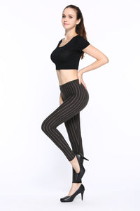 Black and White Vertical Striped Printed Women Leggings Fashion Casual Elasticity Ankle-Length Pant Female Fitnes Legging