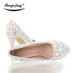 New arrival 12cm/14cm AB crystal wedding shoes women high heels platform shoes Bridal party dress shoes woman