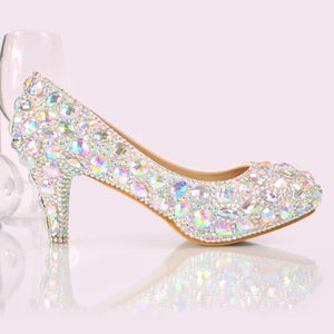 New arrival 12cm/14cm AB crystal wedding shoes women high heels platform shoes Bridal party dress shoes woman