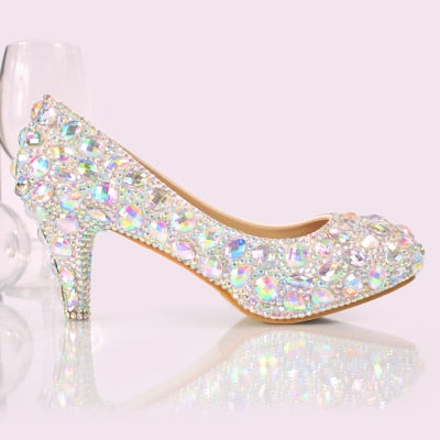 New arrival 12cm/14cm AB crystal wedding shoes women high heels platform shoes Bridal party dress shoes woman