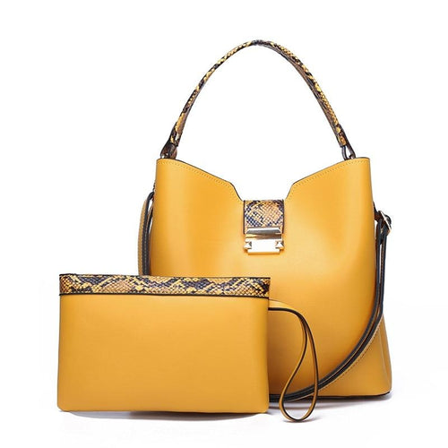 Women's bag high-quality luxury stitching 2-piece set large-capacity bucket bag simple handbag 4 color