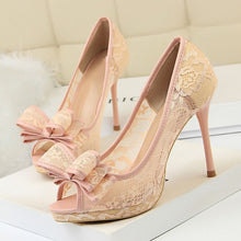 Load image into Gallery viewer, Sexy platform heels Peep Toe Lace Black high heels shoes White wedding shoes ladies sandals Pumps Women shoes 2020