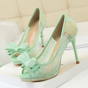 Sexy platform heels Peep Toe Lace Black high heels shoes White wedding shoes ladies sandals Pumps Women shoes 2020