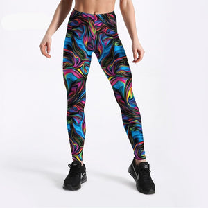 Psychedelic Style Colorful Vortex Printed Leggings Women Summer High Waist Sexy Fitness Leggings Trousers Long Pants