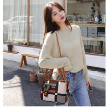 Load image into Gallery viewer, Geometric Panelled Style Fashion New Women&#39;s Leather Handbags Ladies Shoulder Bag Large Capacity Pocket Boston Crossbody Bags