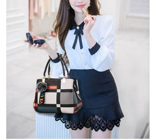 Load image into Gallery viewer, Geometric Panelled Style Fashion New Women&#39;s Leather Handbags Ladies Shoulder Bag Large Capacity Pocket Boston Crossbody Bags