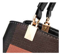 Load image into Gallery viewer, Geometric Panelled Style Fashion New Women&#39;s Leather Handbags Ladies Shoulder Bag Large Capacity Pocket Boston Crossbody Bags
