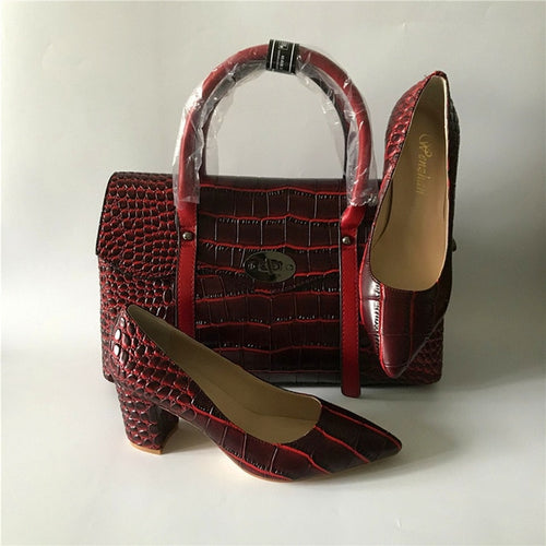 Hottest Favorite ladies shoes and bags set wine color! wholesale women shoes and matching bags for daily use 36-43WENZHAN A98-22