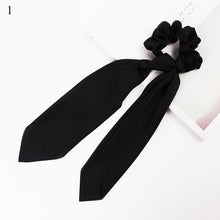 Load image into Gallery viewer, DIY Solid/Floral Print Bow Satin Long Ribbon Ponytail Scarf Hair Tie Scrunchies Women Girls Elastic Hair Bands Hair Accessories