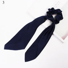 Load image into Gallery viewer, DIY Solid/Floral Print Bow Satin Long Ribbon Ponytail Scarf Hair Tie Scrunchies Women Girls Elastic Hair Bands Hair Accessories