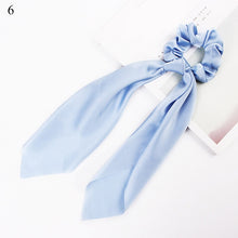 Load image into Gallery viewer, DIY Solid/Floral Print Bow Satin Long Ribbon Ponytail Scarf Hair Tie Scrunchies Women Girls Elastic Hair Bands Hair Accessories