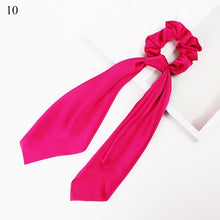 Load image into Gallery viewer, DIY Solid/Floral Print Bow Satin Long Ribbon Ponytail Scarf Hair Tie Scrunchies Women Girls Elastic Hair Bands Hair Accessories