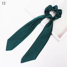 Load image into Gallery viewer, DIY Solid/Floral Print Bow Satin Long Ribbon Ponytail Scarf Hair Tie Scrunchies Women Girls Elastic Hair Bands Hair Accessories