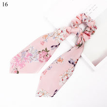 Load image into Gallery viewer, DIY Solid/Floral Print Bow Satin Long Ribbon Ponytail Scarf Hair Tie Scrunchies Women Girls Elastic Hair Bands Hair Accessories