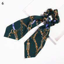 Load image into Gallery viewer, DIY Solid/Floral Print Bow Satin Long Ribbon Ponytail Scarf Hair Tie Scrunchies Women Girls Elastic Hair Bands Hair Accessories