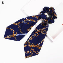 Load image into Gallery viewer, DIY Solid/Floral Print Bow Satin Long Ribbon Ponytail Scarf Hair Tie Scrunchies Women Girls Elastic Hair Bands Hair Accessories