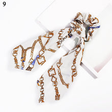 Load image into Gallery viewer, DIY Solid/Floral Print Bow Satin Long Ribbon Ponytail Scarf Hair Tie Scrunchies Women Girls Elastic Hair Bands Hair Accessories