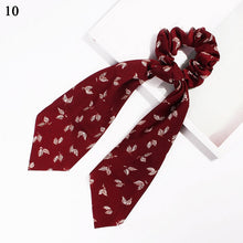 Load image into Gallery viewer, DIY Solid/Floral Print Bow Satin Long Ribbon Ponytail Scarf Hair Tie Scrunchies Women Girls Elastic Hair Bands Hair Accessories