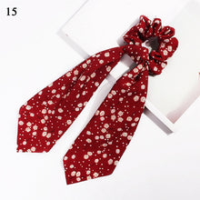 Load image into Gallery viewer, DIY Solid/Floral Print Bow Satin Long Ribbon Ponytail Scarf Hair Tie Scrunchies Women Girls Elastic Hair Bands Hair Accessories