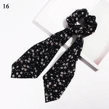 Load image into Gallery viewer, DIY Solid/Floral Print Bow Satin Long Ribbon Ponytail Scarf Hair Tie Scrunchies Women Girls Elastic Hair Bands Hair Accessories