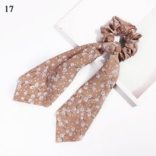 Load image into Gallery viewer, DIY Solid/Floral Print Bow Satin Long Ribbon Ponytail Scarf Hair Tie Scrunchies Women Girls Elastic Hair Bands Hair Accessories