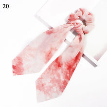 Load image into Gallery viewer, DIY Solid/Floral Print Bow Satin Long Ribbon Ponytail Scarf Hair Tie Scrunchies Women Girls Elastic Hair Bands Hair Accessories