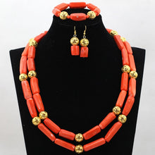 Load image into Gallery viewer, Romantic 2 Rolls Green Nigerian Bridal Coral Beads Necklace Earrings Bracelet Set African Party Coral Necklace Free Ship QW696