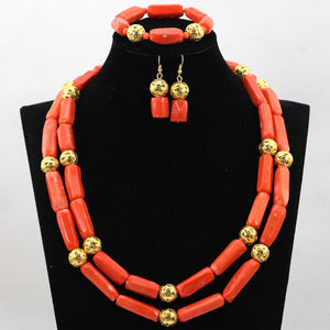 Romantic 2 Rolls Green Nigerian Bridal Coral Beads Necklace Earrings Bracelet Set African Party Coral Necklace Free Ship QW696