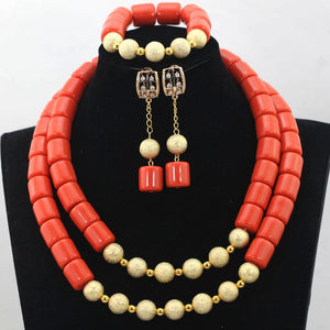 Romantic 2 Rolls Green Nigerian Bridal Coral Beads Necklace Earrings Bracelet Set African Party Coral Necklace Free Ship QW696