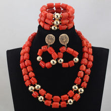 Load image into Gallery viewer, Romantic 2 Rolls Green Nigerian Bridal Coral Beads Necklace Earrings Bracelet Set African Party Coral Necklace Free Ship QW696